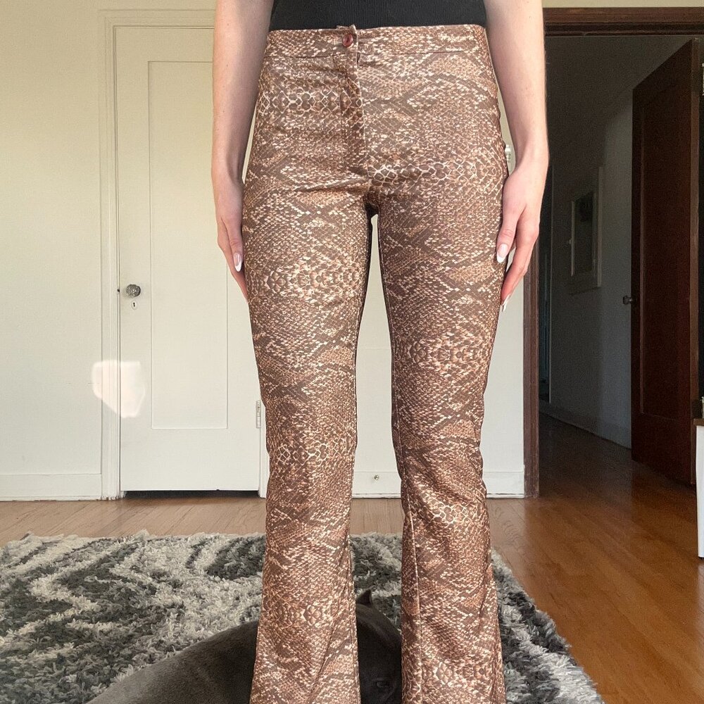 Vintage Stretchy Brown Snake Print Pants